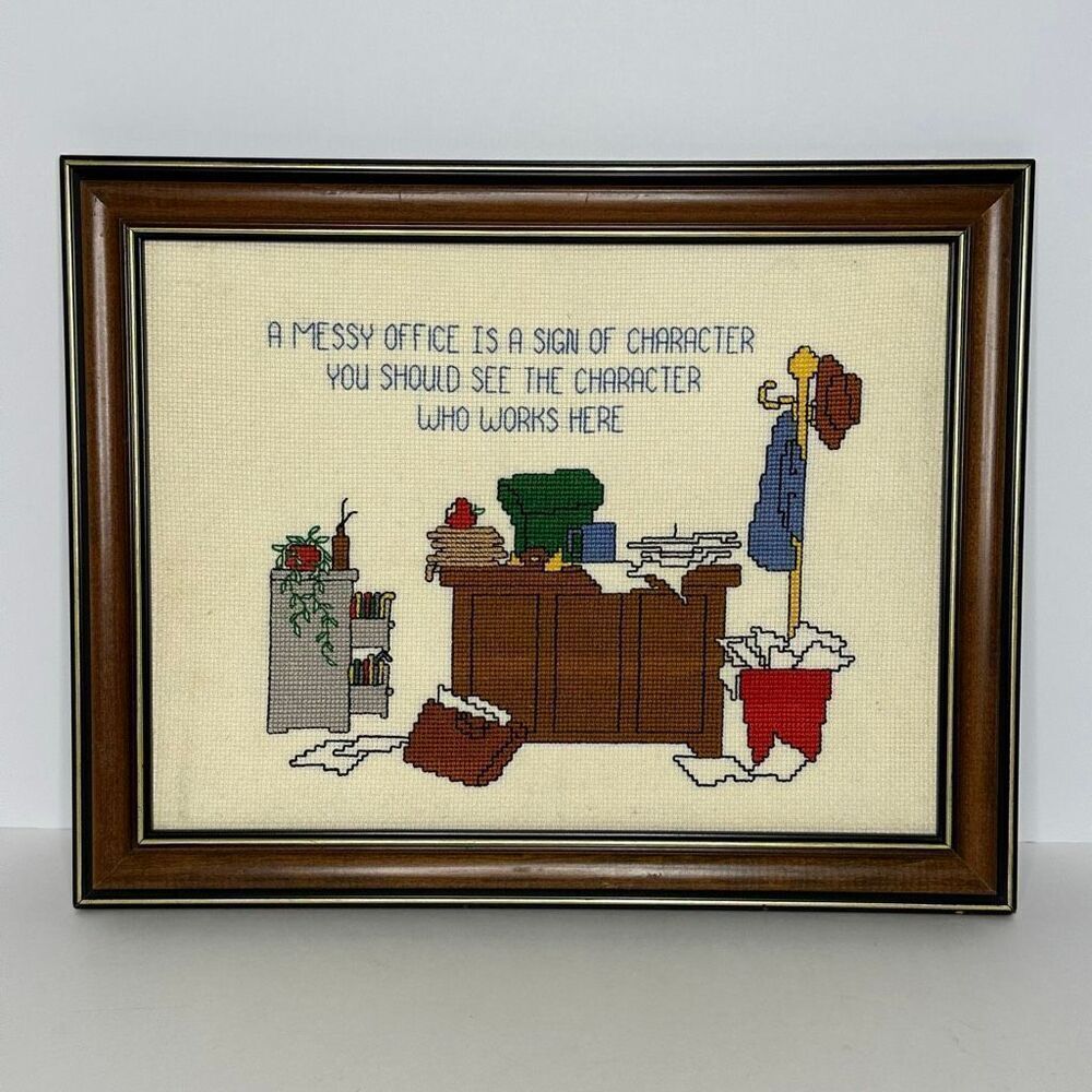 Homecrafts/Kappie Originals Cross-Stitch Framed Office Picture